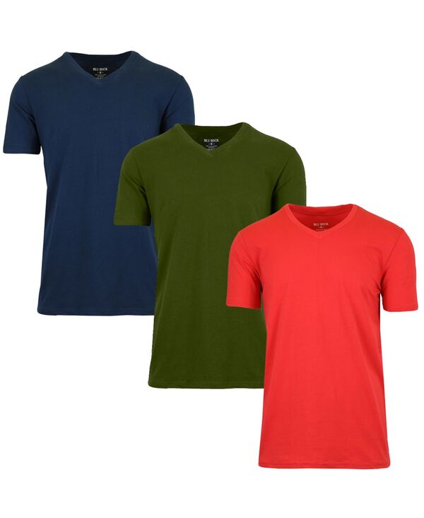 ギャラクシーバイハルビック メンズ トップス Tシャツ Galaxy By Harvic Men's 3-Pack Short Sleeve Stretch T-Shirt Navy Olive Red ネイビー|ReVida 店