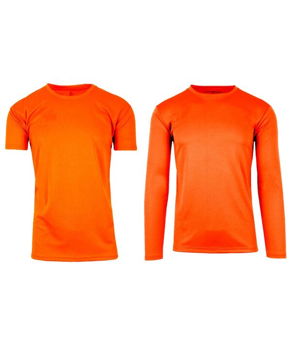 ギャラクシーバイハルビック メンズ トップス Tシャツ クルーネック Galaxy By Harvic Men's Short Sleeve Long Sleeve Moisture-Wicking Quick Dry Performance Crew Neck Tee-2 Pack Neon Orange-Neon Orange オレンジ