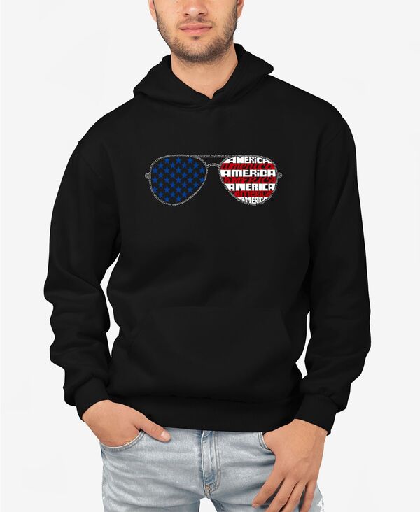 エルエーポップアート メンズ アウター パーカー・スウェット スウェット シャツ LA Pop Art Men's Americana Sunglasses Word Art Hooded Sweatshirt Black ブラック