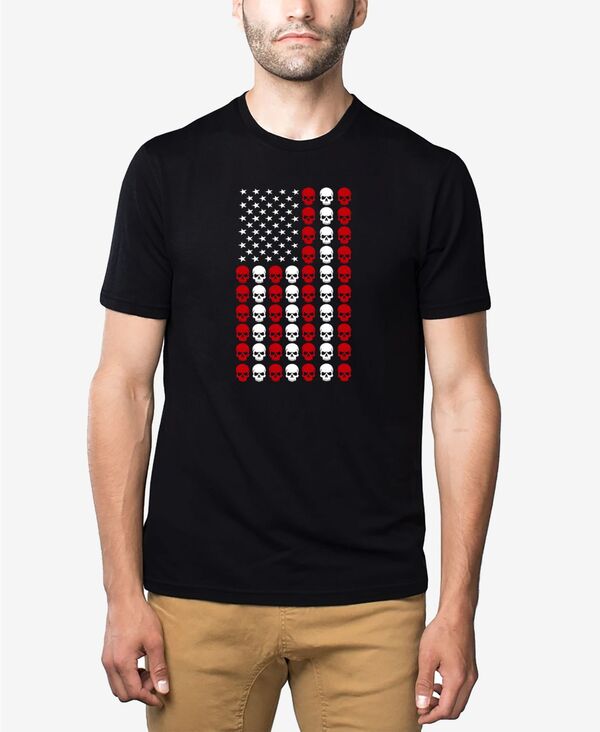 エルエーポップアート メンズ トップス Tシャツ LA Pop Art Men's Skull Flag Premium Blend Word Art T-Shirt Black ブラック|ReVida 店