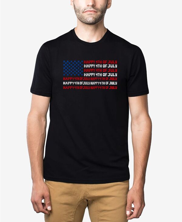 エルエーポップアート メンズ トップス Tシャツ LA Pop Art Men's Happy 4th of July Premium Blend Word Art T-Shirt Black ブラック|ReVida 店