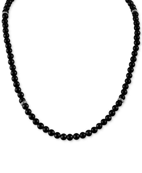 エスクァイア レディース アクセサリー ネックレス・チョーカー・ペンダントトップ レース Esquire Men\'s Jewelry Black Onyx Bead 22 Necklace in Sterling Black ブラック｜ReVida 店