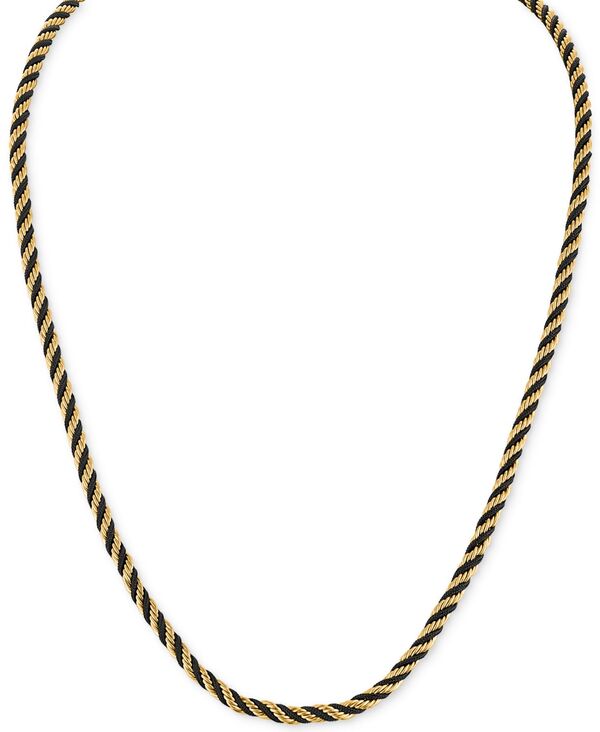 エスクァイア メンズ アクセサリー ネックレス・チョーカー・ペンダントトップ Tシャツ レース Esquire Men's Jewelry Black Cord Intertwined Rope Link 22 Chain Necklace-Tone Ion-Plated Stainless Steel Black/Gold ブラック