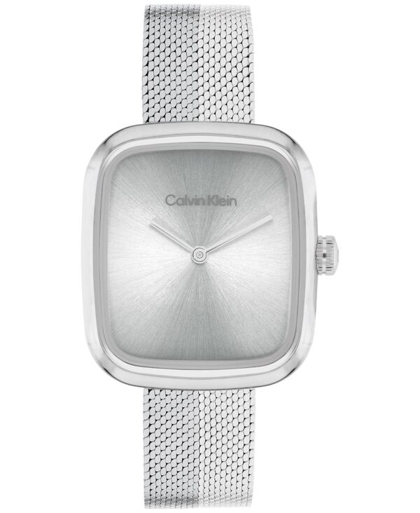 カルバンクライン レディース アクセサリー 腕時計 メッシュ Tシャツ Calvin Klein Women's Adore Silver Tone Stainless Steel Mesh Bracelet Watch 30mm Silver シルバー