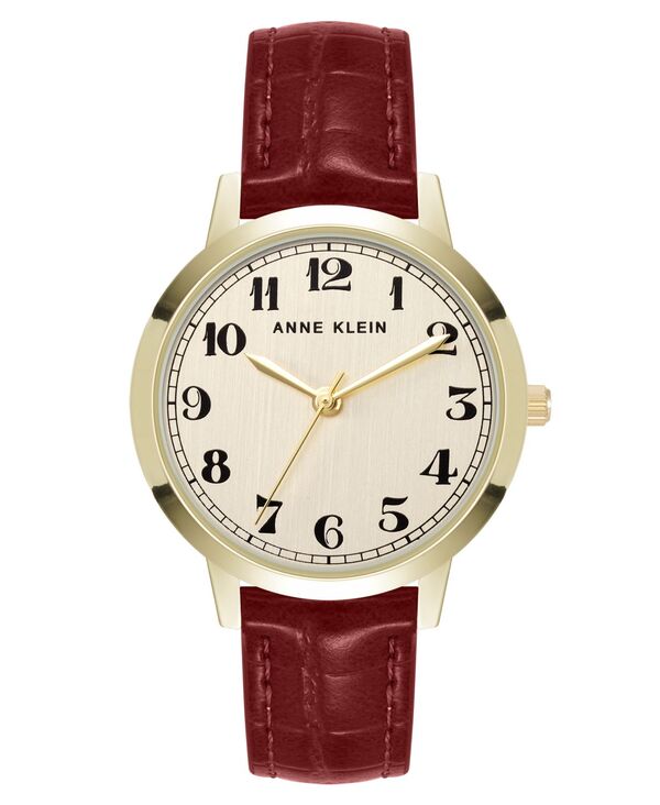 アンクライン レディース アクセサリー 腕時計 レザー Anne Klein Women's Quartz Casual Red Polyurethane Leather and Gold-Tone Metal Alloy Boyfriend Watch 34mm Red Gold-Tone レッド