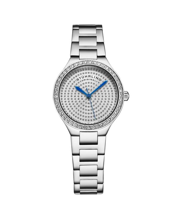 ストゥーリング レディース アクセサリー 腕時計 Tシャツ Stuhrling Original Women's Quartz Watch Silver Dial with Swarovski Crystals & Triple-Row Stainless Steel Bracelet Silver シルバー