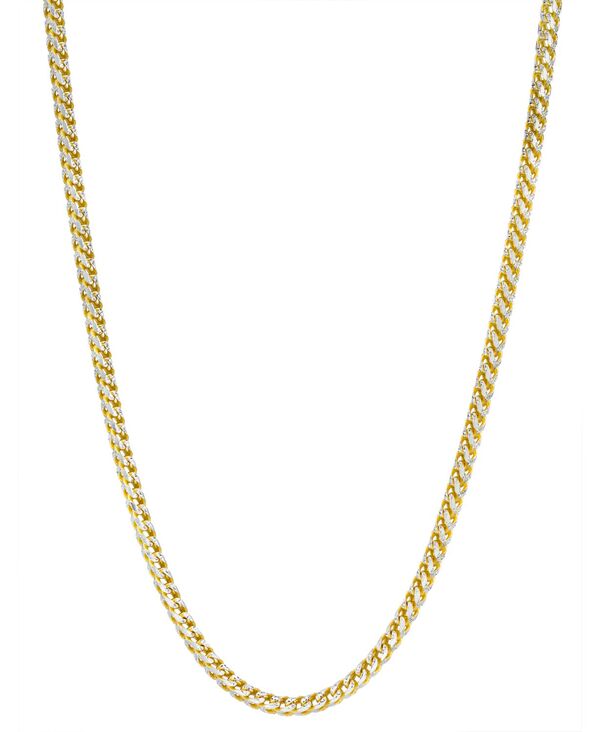 イタリアン ゴールド メンズ アクセサリー ネックレス・チョーカー・ペンダントトップ レース Italian Gold 24 Two-Tone Franco Chain Necklace in 14k Gold-Plated & Sterling Silver (Also in Sterling Silver) Two-Tone ゴールド