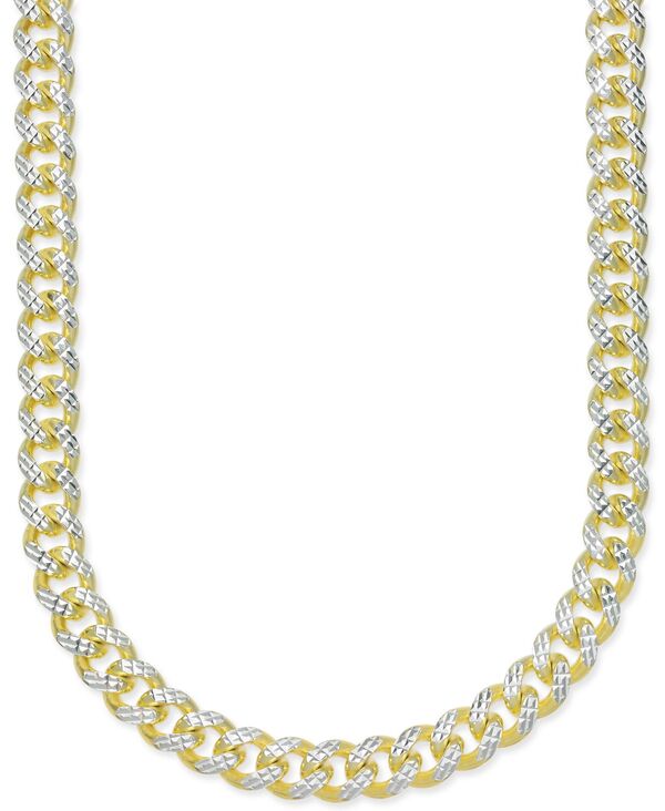 イタリアン ゴールド メンズ アクセサリー ネックレス・チョーカー・ペンダントトップ レース Italian Gold 24 Men's Two-Tone Cuban Link Chain Necklace in 14k Gold-Plated Sterling Silver and Sterling Two-Tone ゴールド｜ReVida 店