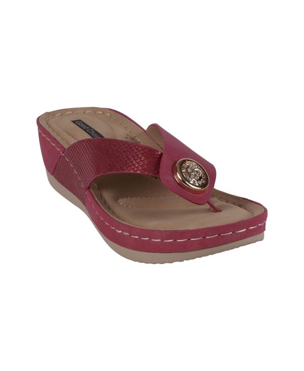 ジーシーシューズ レディース シューズ サンダル GC Shoes Women's Dafni Thong Comfort Wedge Sandals Red レッド