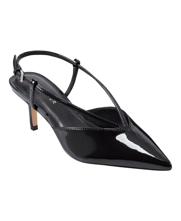 マークフィッシャー レディース シューズ パンプス ヒール Marc Fisher Women's Avila Slingback Kitten Heel Pumps Black Patent ブラック|ReVida 店