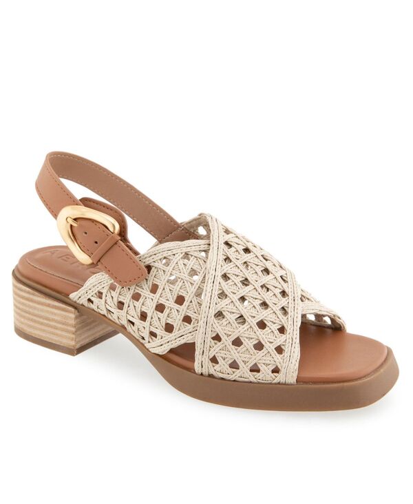 エアロソールズ レディース シューズ サンダル ヒール Aerosoles Women's Demi Block Heel Sandals Natural Crochet Fabric