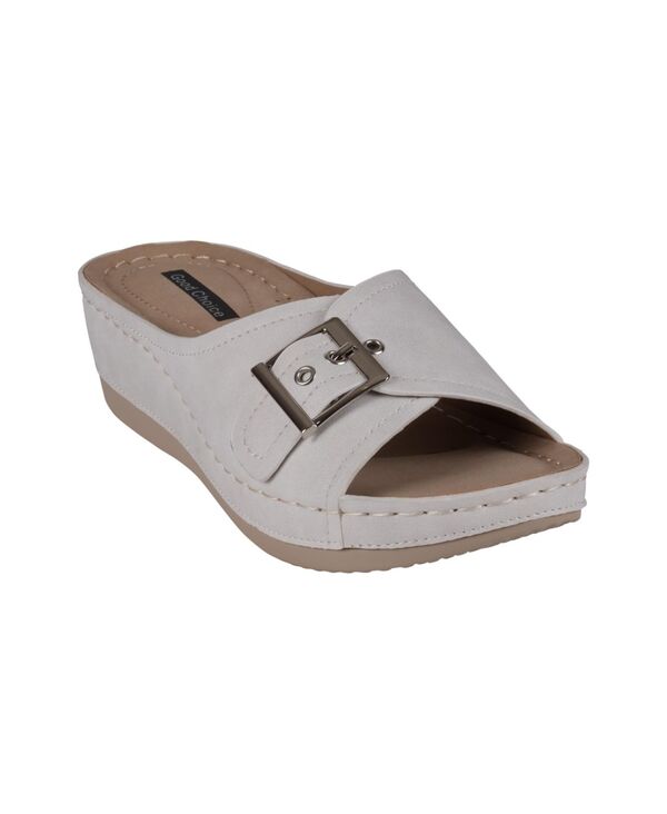 ジーシーシューズ レディース シューズ サンダル GC Shoes Women's Justina Buckle Comfort Wedge Sandals White ホワイト