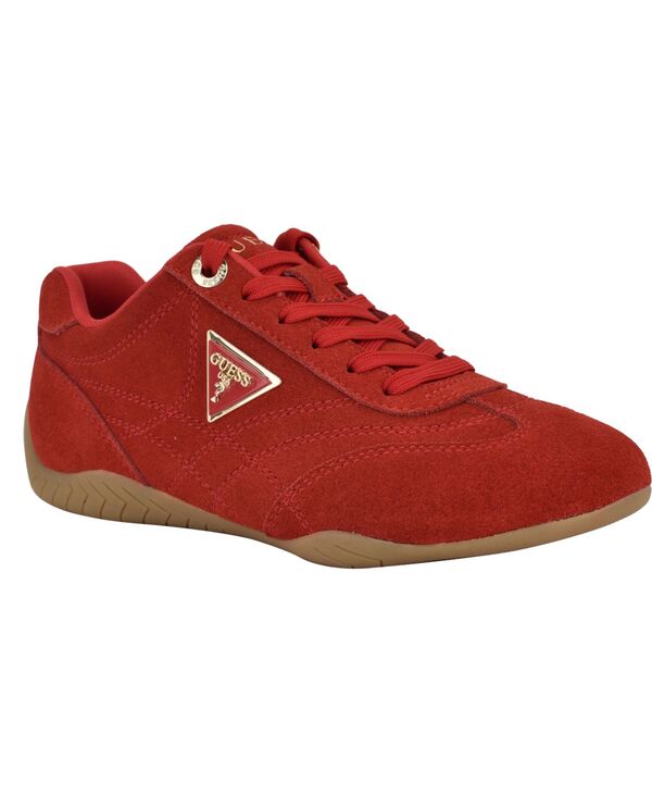ゲス レディース シューズ スニーカー スエードクロス スピード競技 GUESS Women\u0027s Gabiey Low Profile Suede Lace-Up Sneakers Red Suede 赤いこと