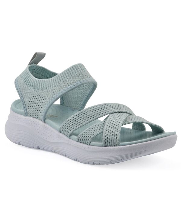 ホワイトマウンテン レディース シューズ サンダル White Mountain Women's Charry Round Toe Flat Sandals Cotton Blue Fabric ブルー