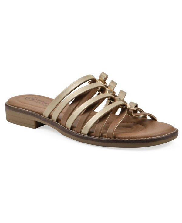 ホワイトマウンテン レディース シューズ サンダル White Mountain Women's Mazy Slip-On Flat Sandals Gold Metallic Smooth ゴールド