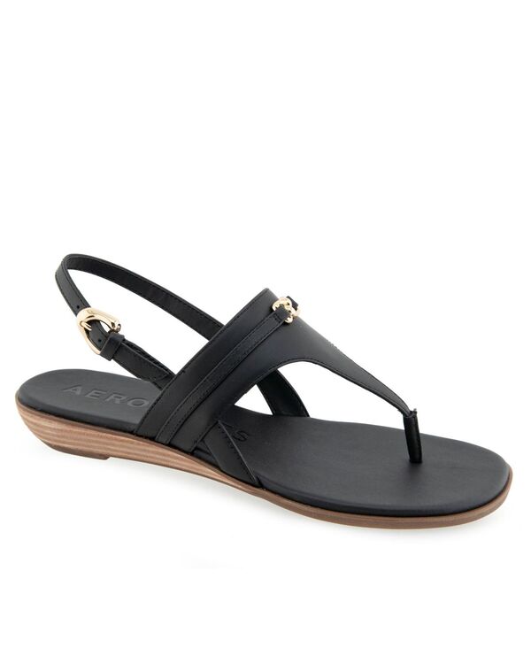 エアロソールズ レディース シューズ サンダル Aerosoles Women's Gemal Thong Open Toe Sandals Black Leather ブラック