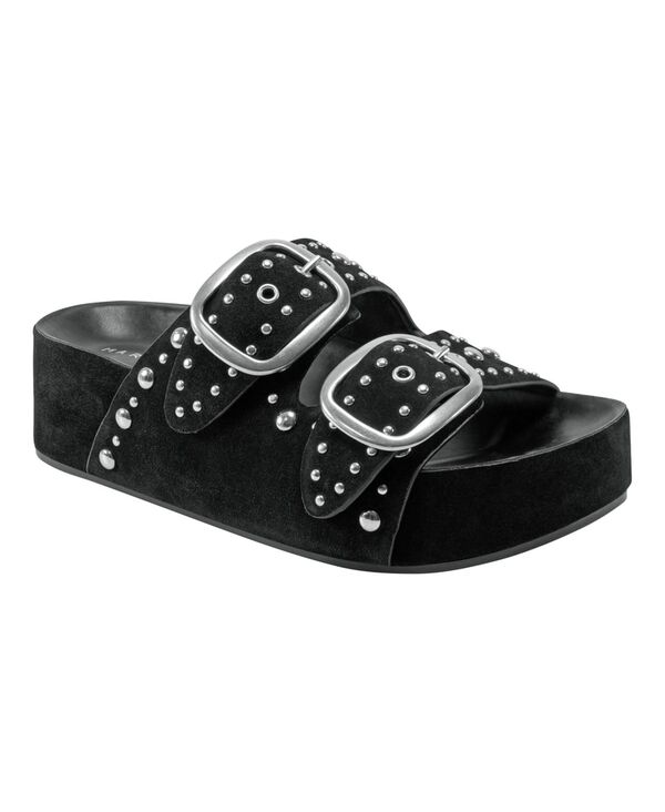 マーク・フィッシャー レディース シューズ サンダル Marc Fisher LTD Women Sayge Studded Double Band Flatform Sandals Black Suede ブラック
