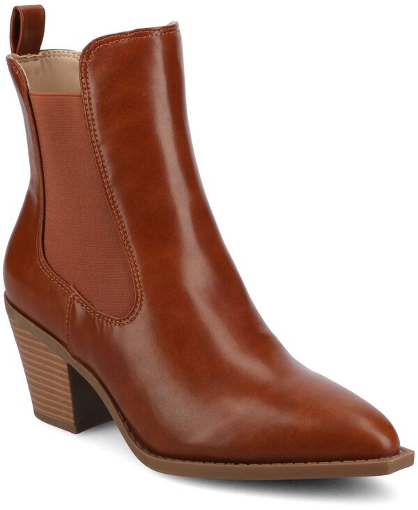 ジュルネ コレクション レディース シューズ ブーツ・レインブーツ チェルシー ブーツ Journee Collection Women's Rosemary Western Comfort Chelsea Booties Cognac