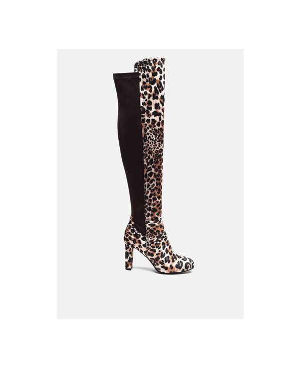 ロンドンラグ レディース シューズ ブーツ・レインブーツ ヒール London Rag fauna knee high block heeled boots Leopard アニマル