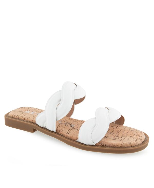 エアロソールズ レディース シューズ サンダル Aerosoles Women's Colette Round Toe Slide Sandals Bright White Faux Leather ホワイト