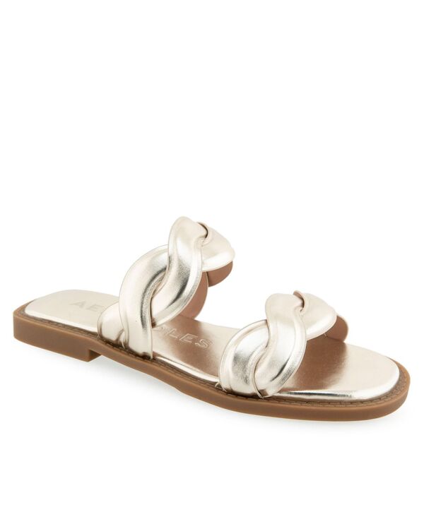 エアロソールズ レディース シューズ サンダル Aerosoles Women's Colette Round Toe Slide Sandals Gold Metallic Faux Leather ゴールド