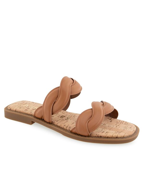 エアロソールズ レディース シューズ サンダル Aerosoles Women's Colette Round Toe Slide Sandals Tan Faux Leather タン