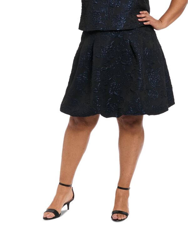ミューズ レディース ボトムス スカート フラワー柄 プラスサイズ フラワー Muse Plus Size Floral Jacquard Bubble Skirt Black/Blue ブラック