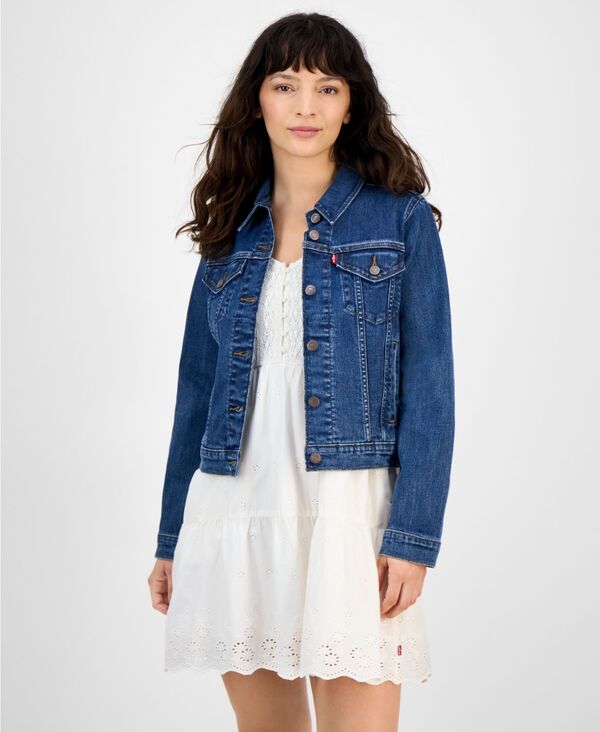 リーバイス レディース アウター ジャケット・ブルゾン コットン デニム ジャケット Levi's Women's Original Cotton Denim Trucker Jacket XS-4X See Her Run デニム｜ReVida 店