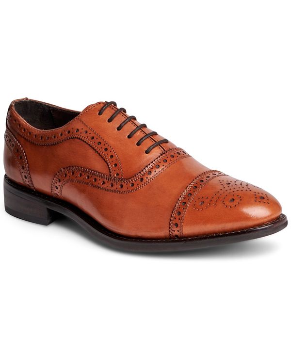 アンソニー ヴィア メンズ シューズ オックスフォード ブローグ レース Anthony Veer Men Ford Quarter Brogue Oxford Rubber Sole Lace-Up Dress Shoe Walnut