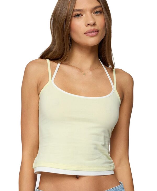 アディクテッド レディース トップス シャツ ホルター Edikted Women's Roya Layered Halter Tank Top Yellow-and-white ホワイト