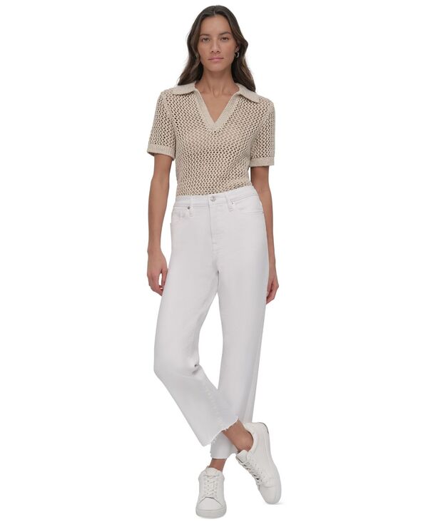 ダナキャランニューヨーク レディース ボトムス デニムパンツ DKNY Jeans Women's High-Rise Classic Straight-Leg Raw-Hem Jeans Wht - White ホワイト