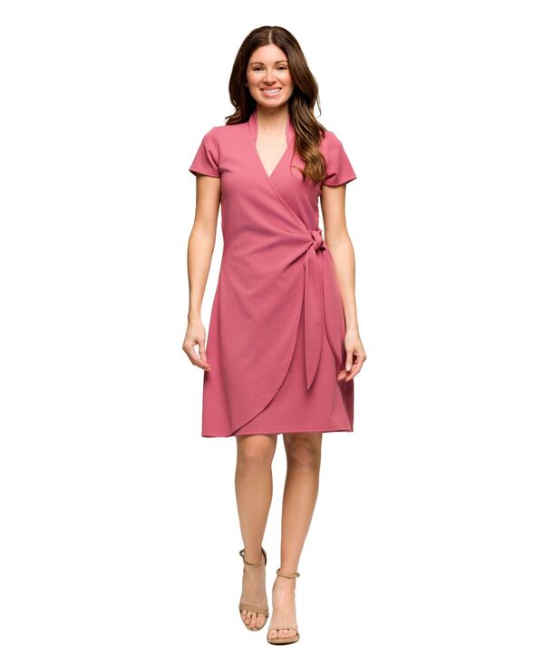 24 セブンコンフォート レディース トップス ワンピース ラップワンピース ひざ丈 24seven Comfort Apparel Women's Mandarin Collar Knee Length Wrap Dress Rose 14,336円