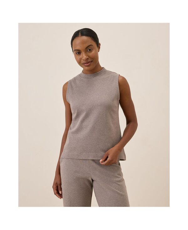 パクト レディース トップス シャツ モックネック コットン Pact Women's Organic Cotton Airplane Mock Neck Shell Deep taupe heather ヘザー