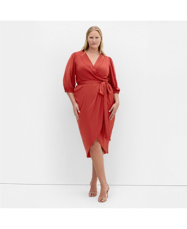 シティーシック レディース トップス ワンピース プラスサイズ CITY CHIC Plus Size Opulent Elbow Sleeve Dress Cinnamon｜ReVida 店