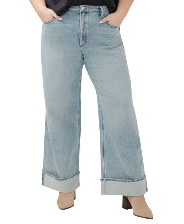 シルバー ジーンズ レディース ボトムス デニムパンツ ワイドレッグ プラスサイズ Silver Jeans Co. Plus Size Highly Desirable High Rise Wide Leg Jeans Harmony