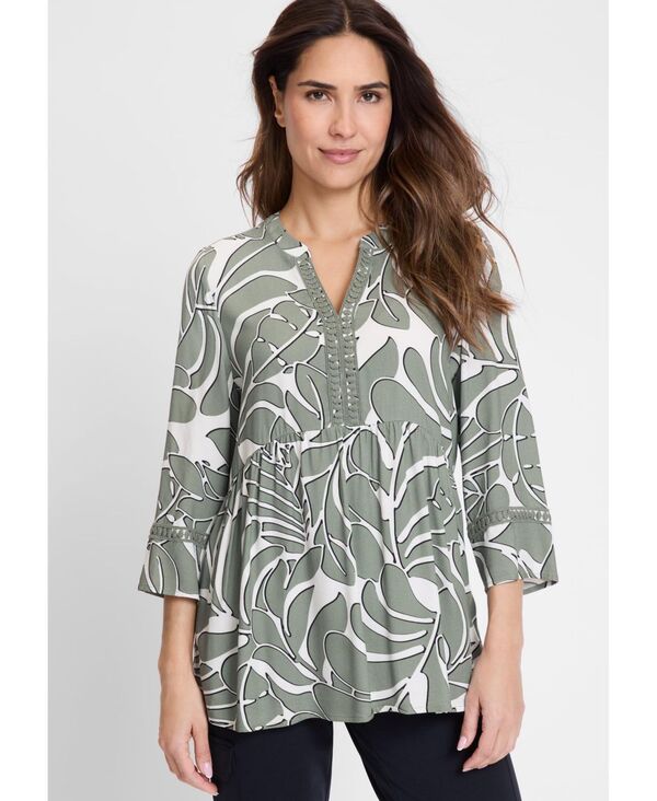 オルセン レディース トップス シャツ ブラウス Olsen Women's Tunic Swing Blouse Jungle khaki カーキ