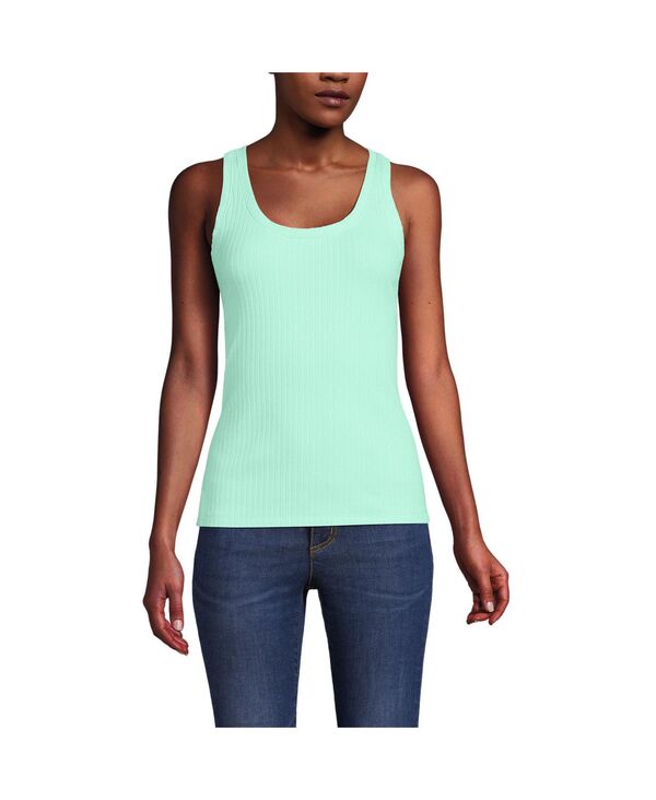 ランズエンド レディース トップス シャツ Lands' End Women's Pointelle Rib UNeck Tank Frosted mint ミント