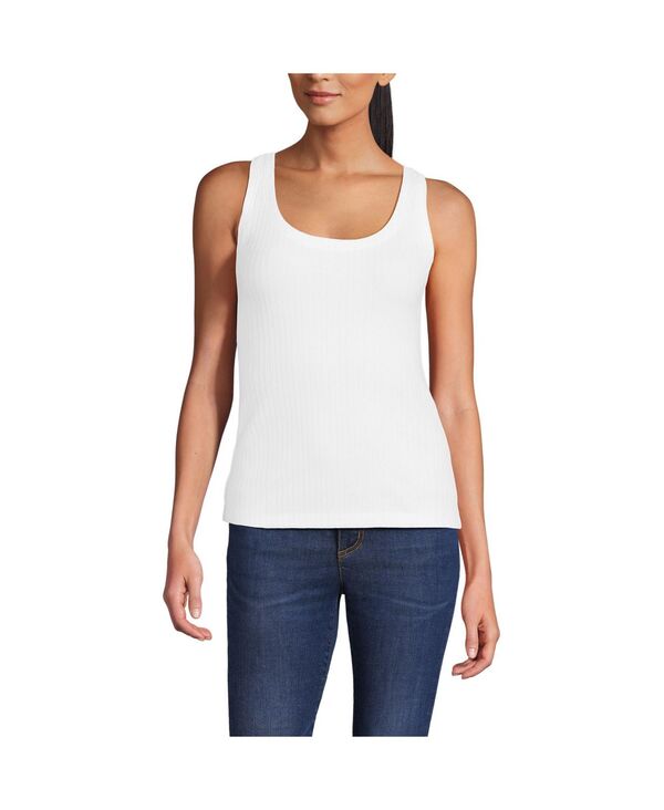 ランズエンド レディース トップス シャツ Lands' End Women's Pointelle Rib UNeck Tank White ホワイト