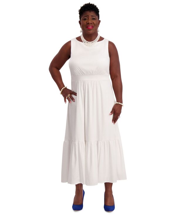 カスパール レディース トップス ワンピース ティアード ミディワンピース プラスサイズ ミディ Kasper Women's Tiered Midi Dress Regular & Plus Sizes White ホワイト 14,220円
