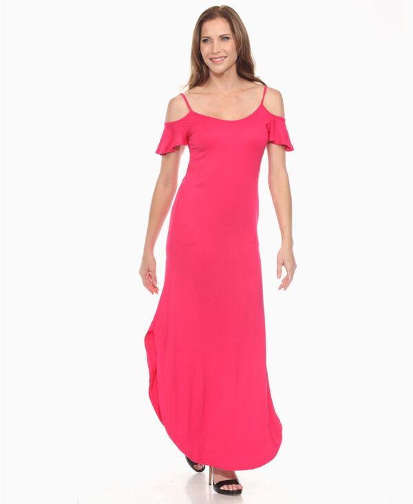 ホワイトマーク レディース トップス ワンピース マキシワンピース マキシ White Mark Women's Cold Shoulder Full Length Maxi Dress Fuchsia フューシャ|ReVida 店