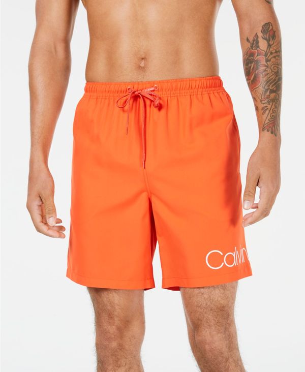 最新発見 カルバンクライン メンズ ハーフパンツ ショーツ 水着 Men S Logo 7 Volley Swim Trunks Dark Orange 年のクリスマス Porsche Com Mk