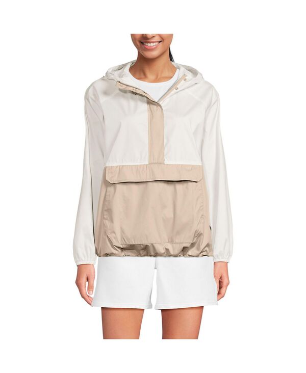 ランズエンド レディース アウター ジャケット・ブルゾン Lands' End Women's Packable Anorak Windbreaker Egret/champagne シャンパン|ReVida 店