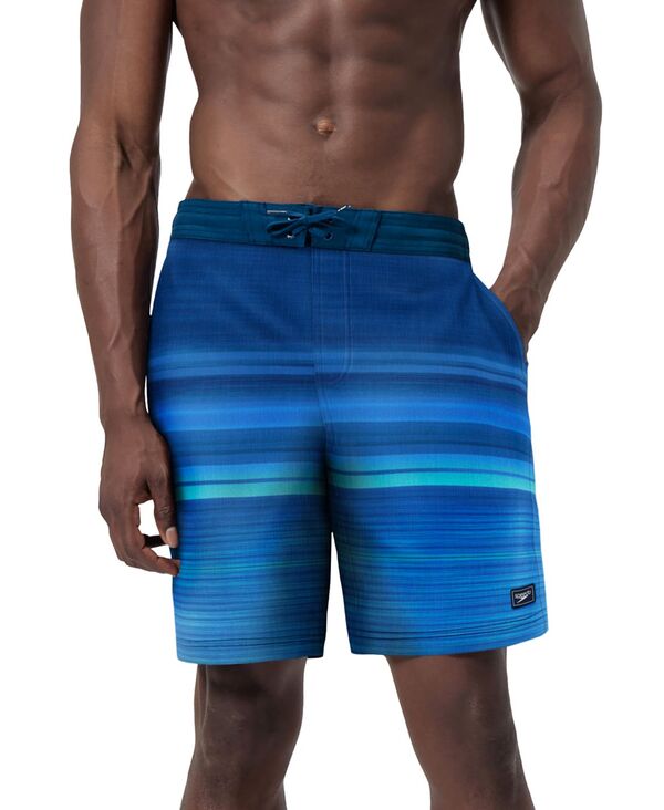 スピード メンズ 水着 ハーフパンツ・ショーツ ショートパンツ Speedo Men's Onshore Bondi Basin Ombre Stripe Drawstring 9 Boardshorts Turkish Sea ストライプ｜ReVida 店