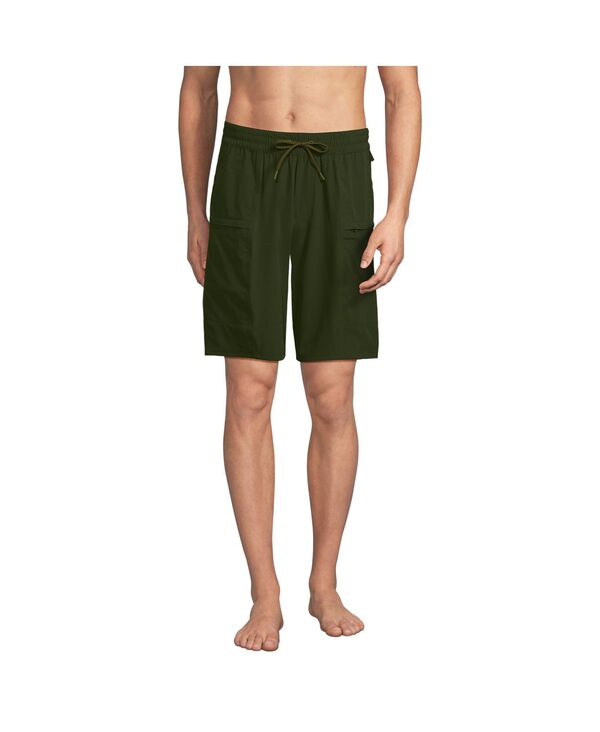 ランズエンド メンズ 水着 ハーフパンツ・ショーツ ショートパンツ Lands' End Men's 9 Inch Packable Cargo Swim Shorts Dark cilantro green グリーン｜ReVida 店