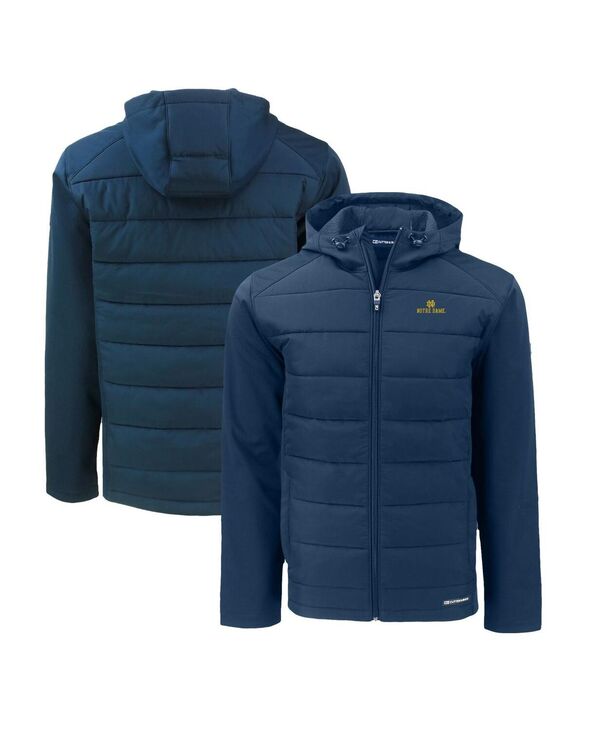 カッターアンドバック メンズ アウター ジャケット・ブルゾン パーカー ジャケット Cutter & Buck Men's Navy Notre Dame Fighting Irish Evoke Hybrid Softshell Full-Zip Hoodie Jacket Navy ネイビー