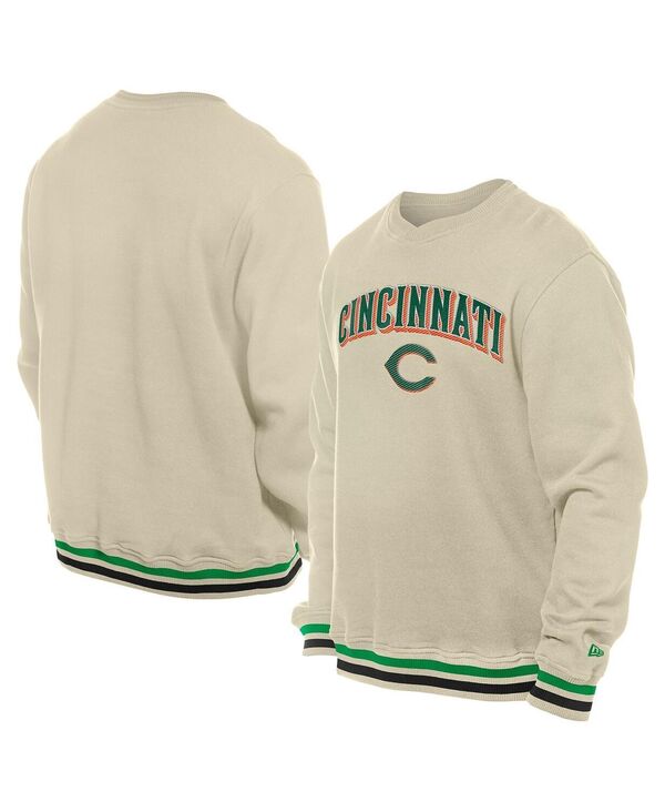 ニュー内鰓 メンズ アウター パーカー・スウェット 汗水 プルオーバー New Era Men\u0027s Cream Cincinnati Reds St. Patrick\u0027s Day Twill Pullover Sweatshirt Cream 皮膚軟化剤