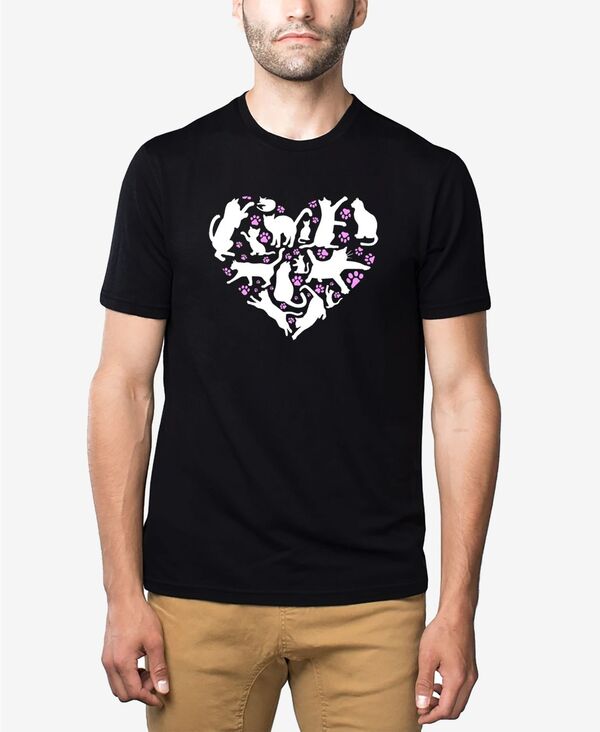 エルエーポップアート メンズ トップス Tシャツ LA Pop Art Men's Cat Heart Premium Blend Word Art T-Shirt Black ブラック