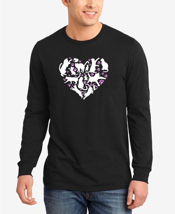 エルエーポップアート メンズ トップス Tシャツ LA Pop Art Men's Cat Heart Word Art Long Sleeve T-Shirt Black ブラック