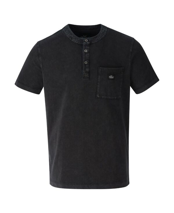 ソログッド メンズ トップス Tシャツ ヴィンテージ Thorogood Men's Vintage Wash Short Sleeve Pocket Henley Black ブラック|ReVida 店
