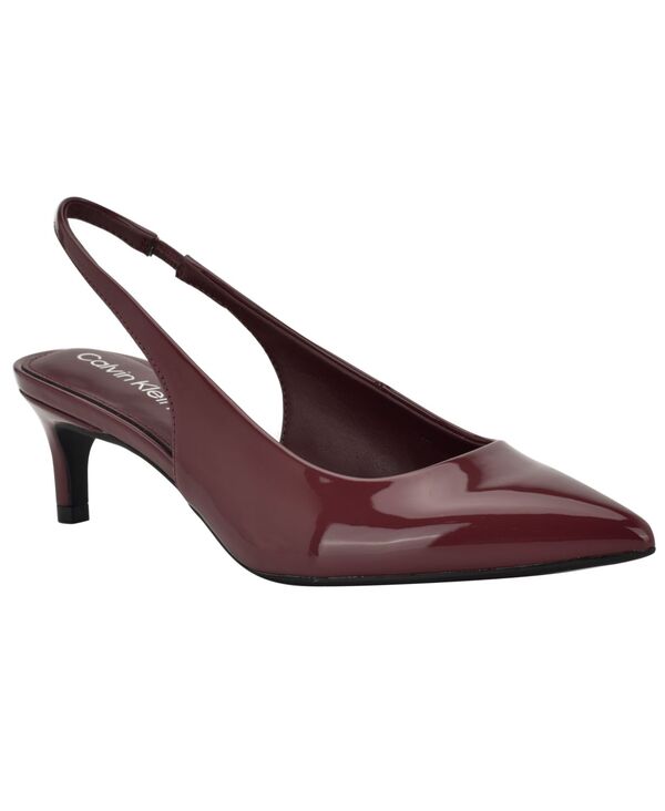 カルバンクライン レディース シューズ パンプス ヒール Calvin Klein Women's Dainty Kitten Heel Slingbacks Dark Red Patent レッド